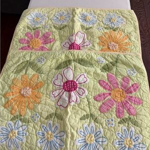 Pottery barn pillow shams - Multicolor appliquéd  spring flowers (2)